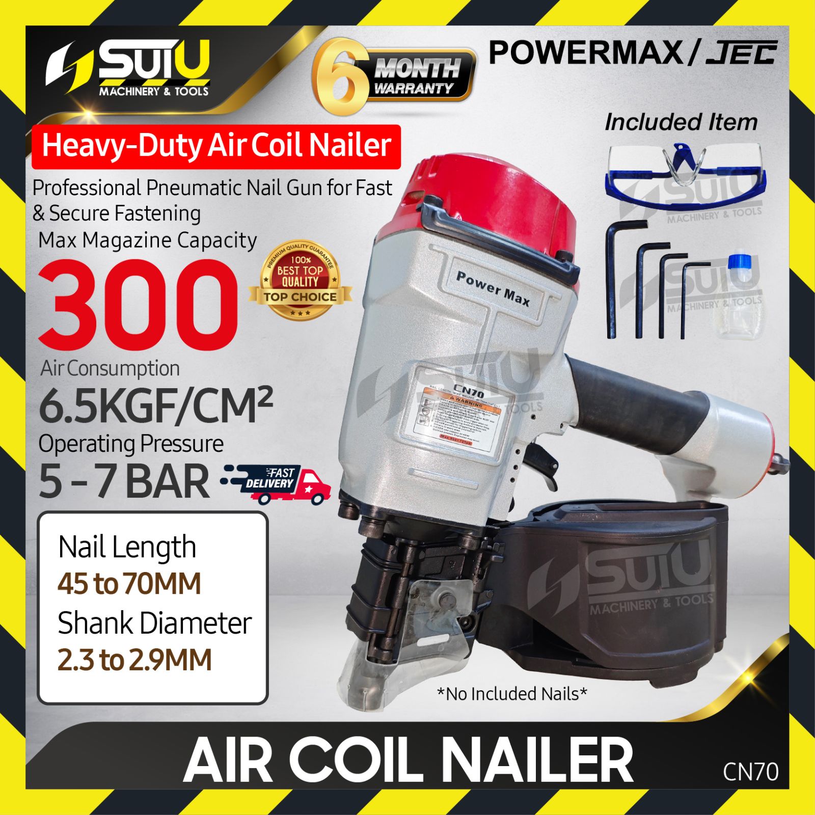 JEC / POWERMAX CN-70 / CN70 Air Coil Nailer