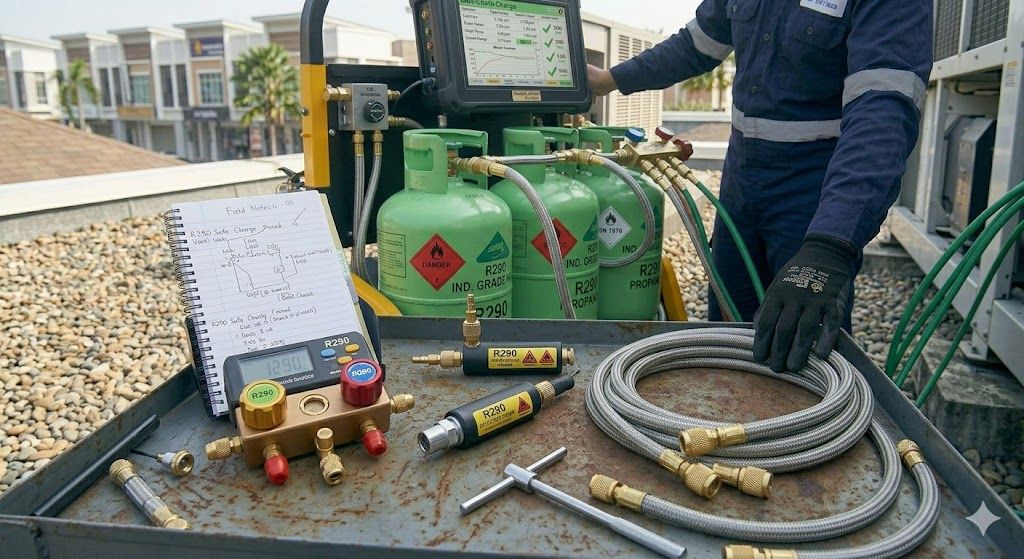R290 refrigeration system charging tools