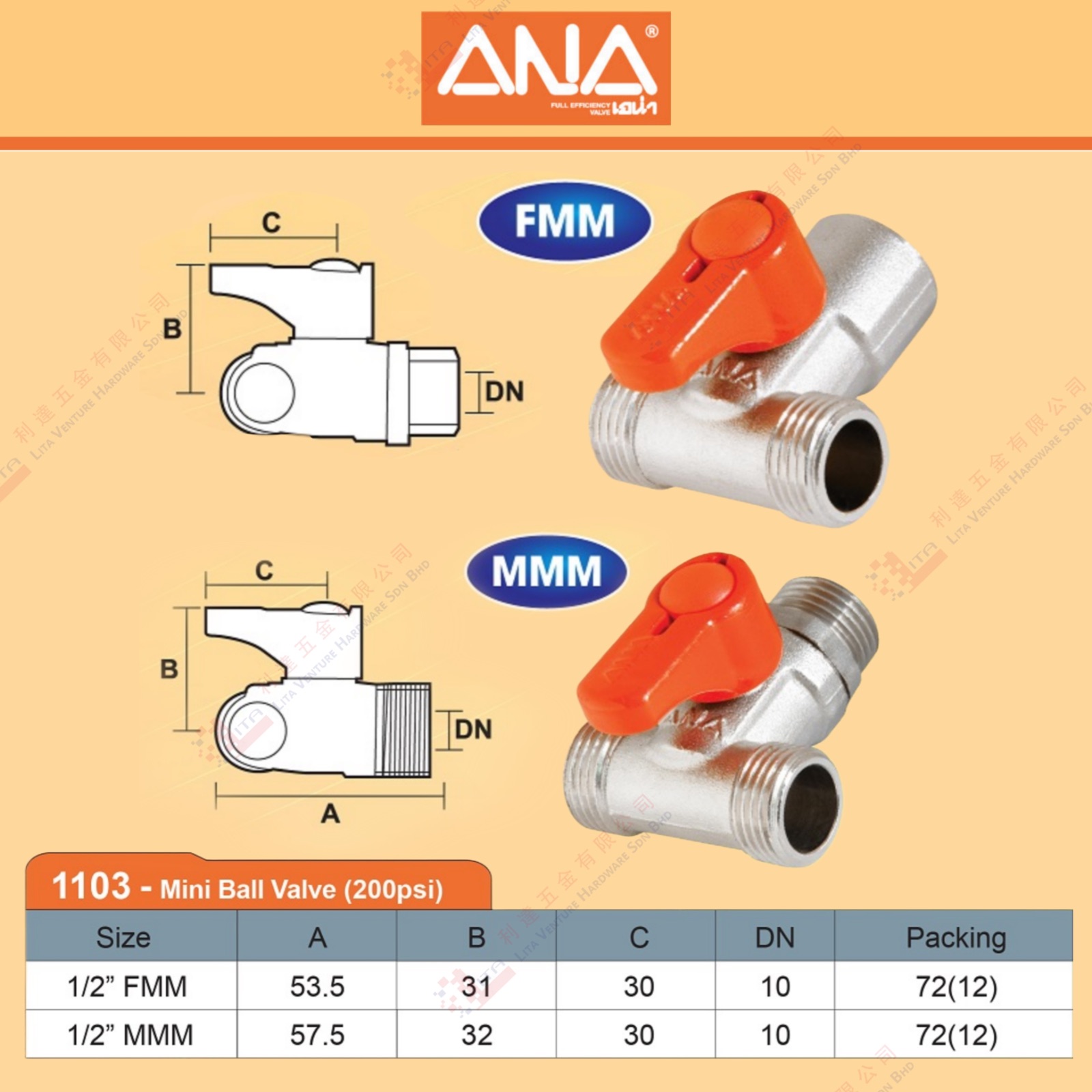 ANA BRAND MINI BALL VALVE - 1103