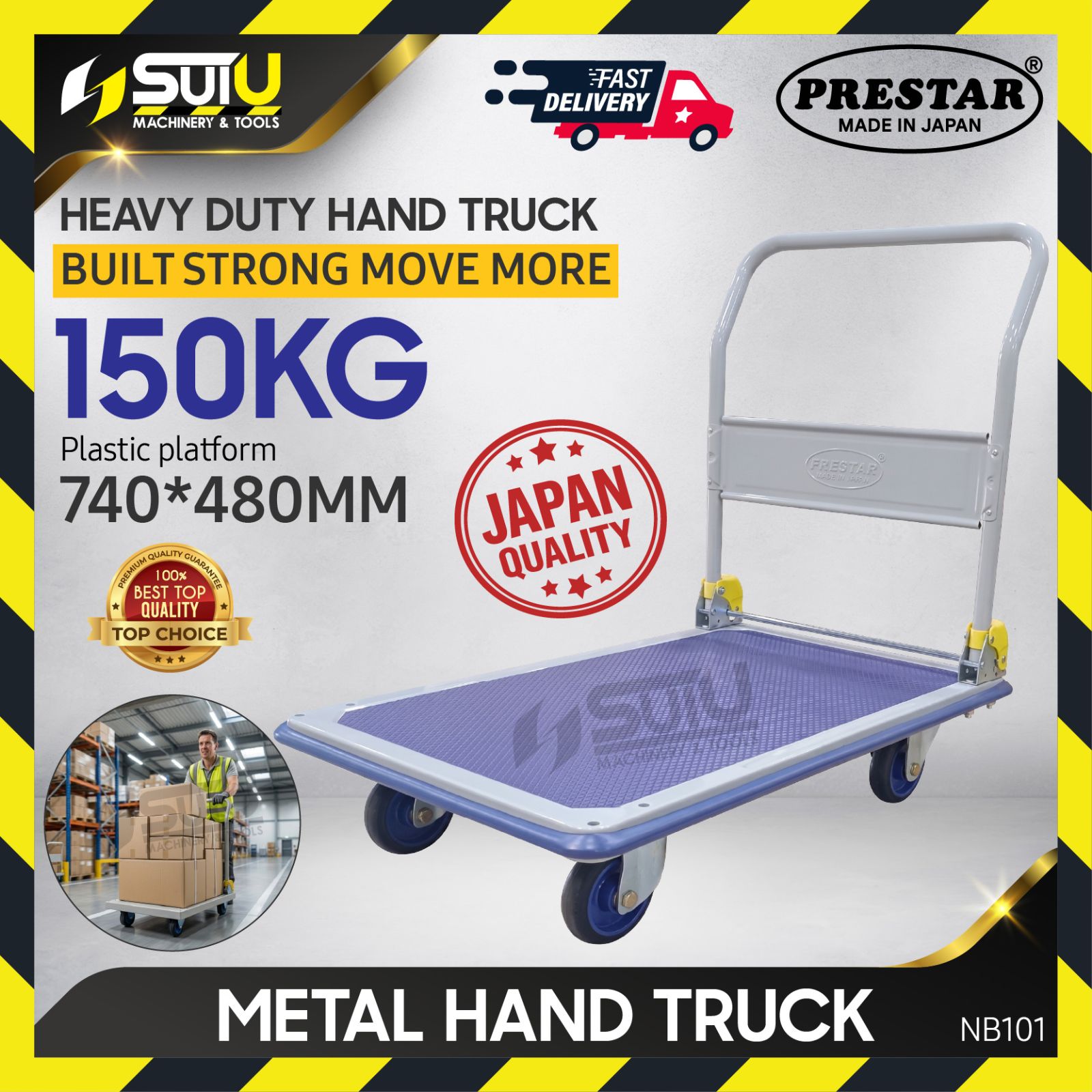 PRESTAR NB101 / NB-101 150KG Metal Hand Truck / Trolley (740MM * 480MM)