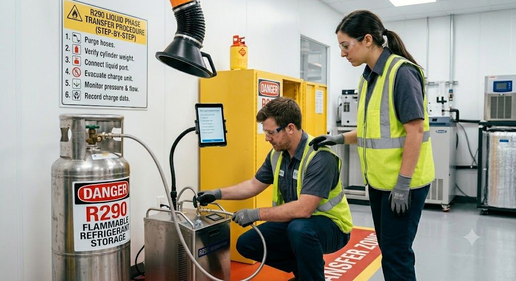 R290 handling and transfer procedures