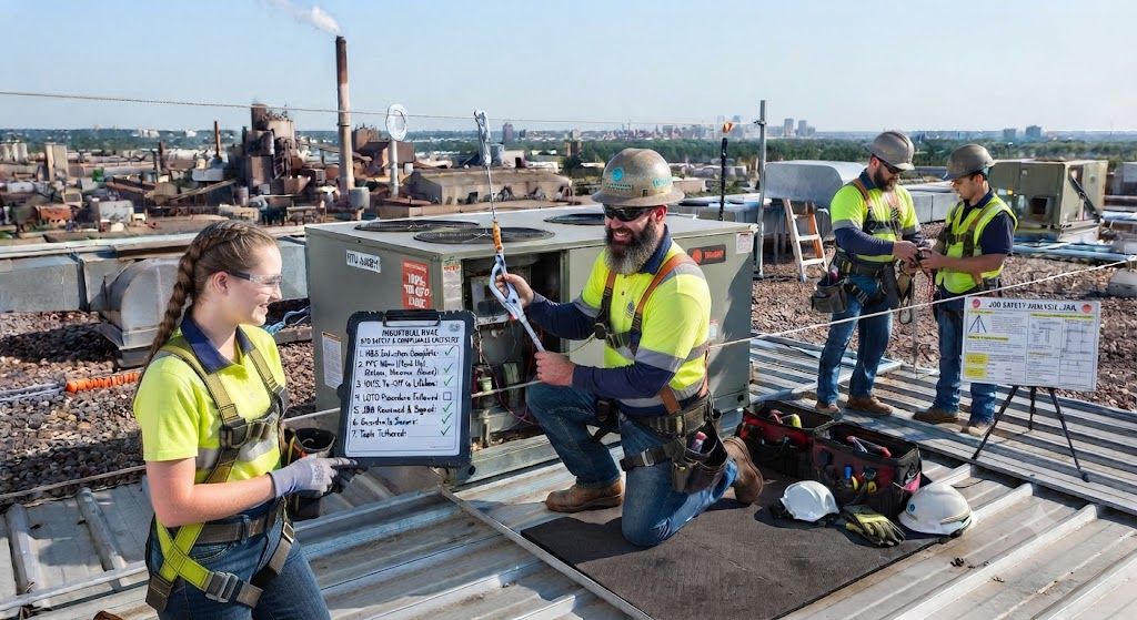 HVAC technician industrial rooftop safety checklist