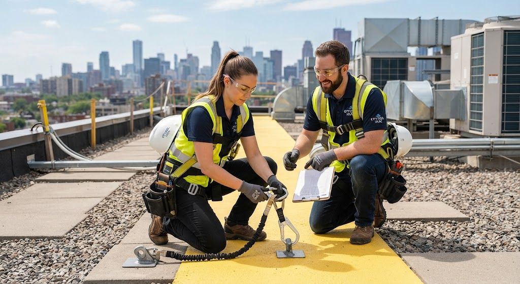HVAC working at height fall prevention techniques