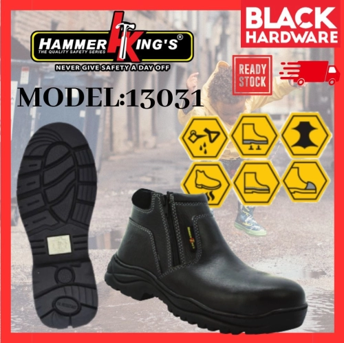 Black Hardware Kasut Kerja Lelaki Kulit Hitam Perempuan HAMMER KING Safety Boots High Cut Men Women Kasut Safety Boot Lelaki Keselamatan 工业鞋 厨师鞋 做工鞋 Chef Working Kitchen Shoes Chef Safety Shoes High Cut Kasut Safety Boot Sport Kasut Boot Lelaki