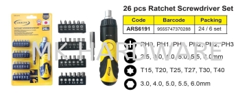 26 PCS RATCHET SCREWDRIVER SET