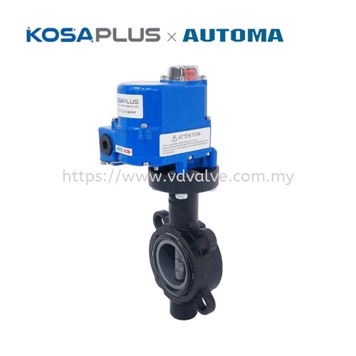 KOSAPLUS KE Series Electric Actuator x AUTOMA CPVC/PP Wafer Butterfly Valve SCH80 - Precise Electric Control for Water Treatment Industry
