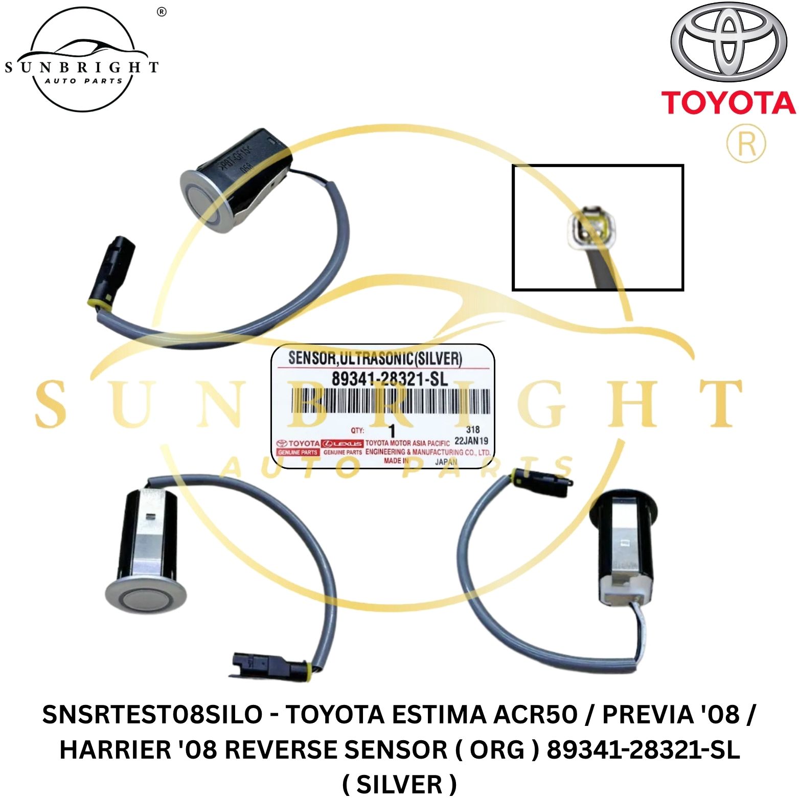 SNSRTEST08SILO - TOYOTA ESTIMA ACR50 / PREVIA '08 / HARRIER '08 REVERSE SENSOR ( ORG ) 89341-28321-SL ( SILVER )