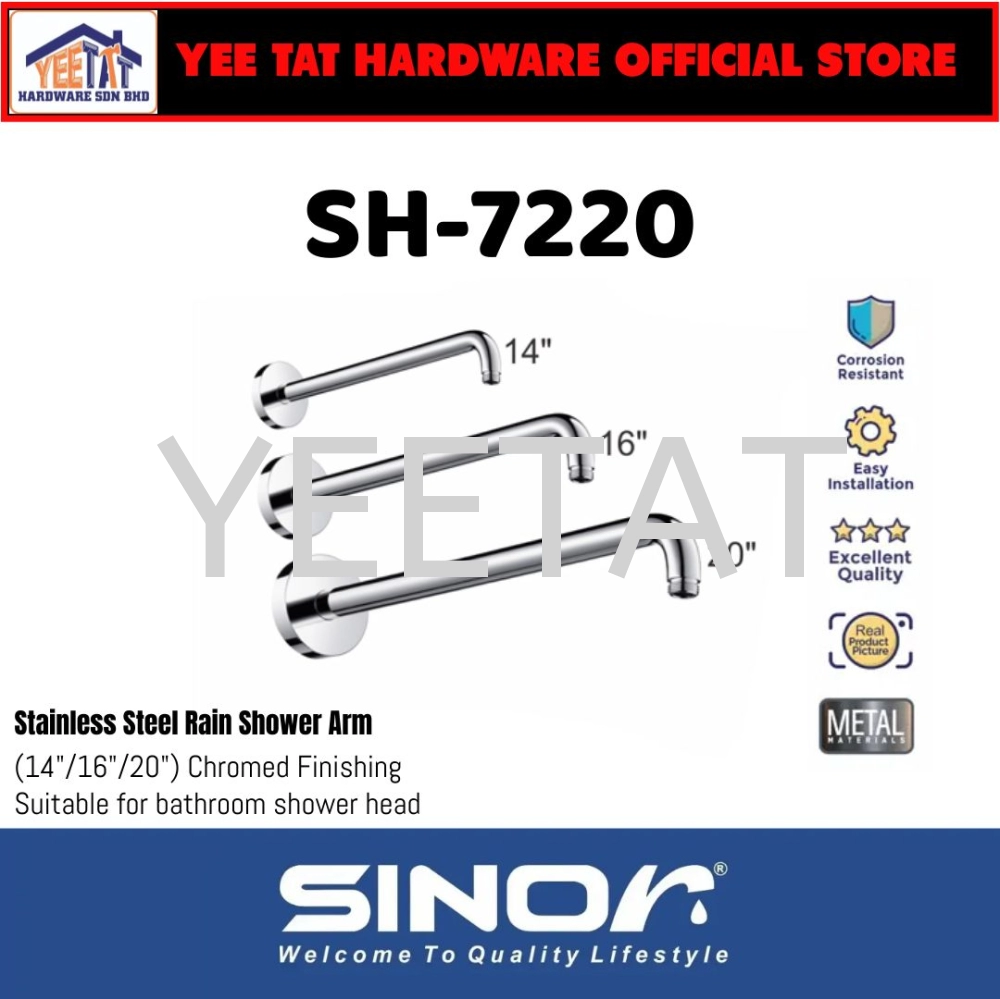 [ SINOR ] SH-7220 STAINLESS STEEL BATHROOM SHOWER ARM