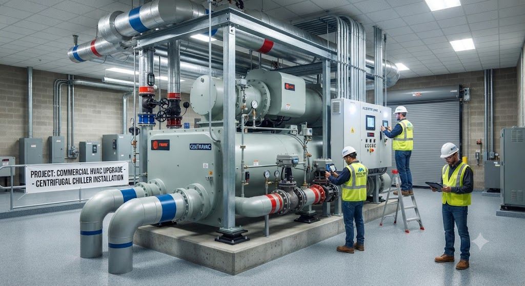 Commercial centrifugal chiller installation