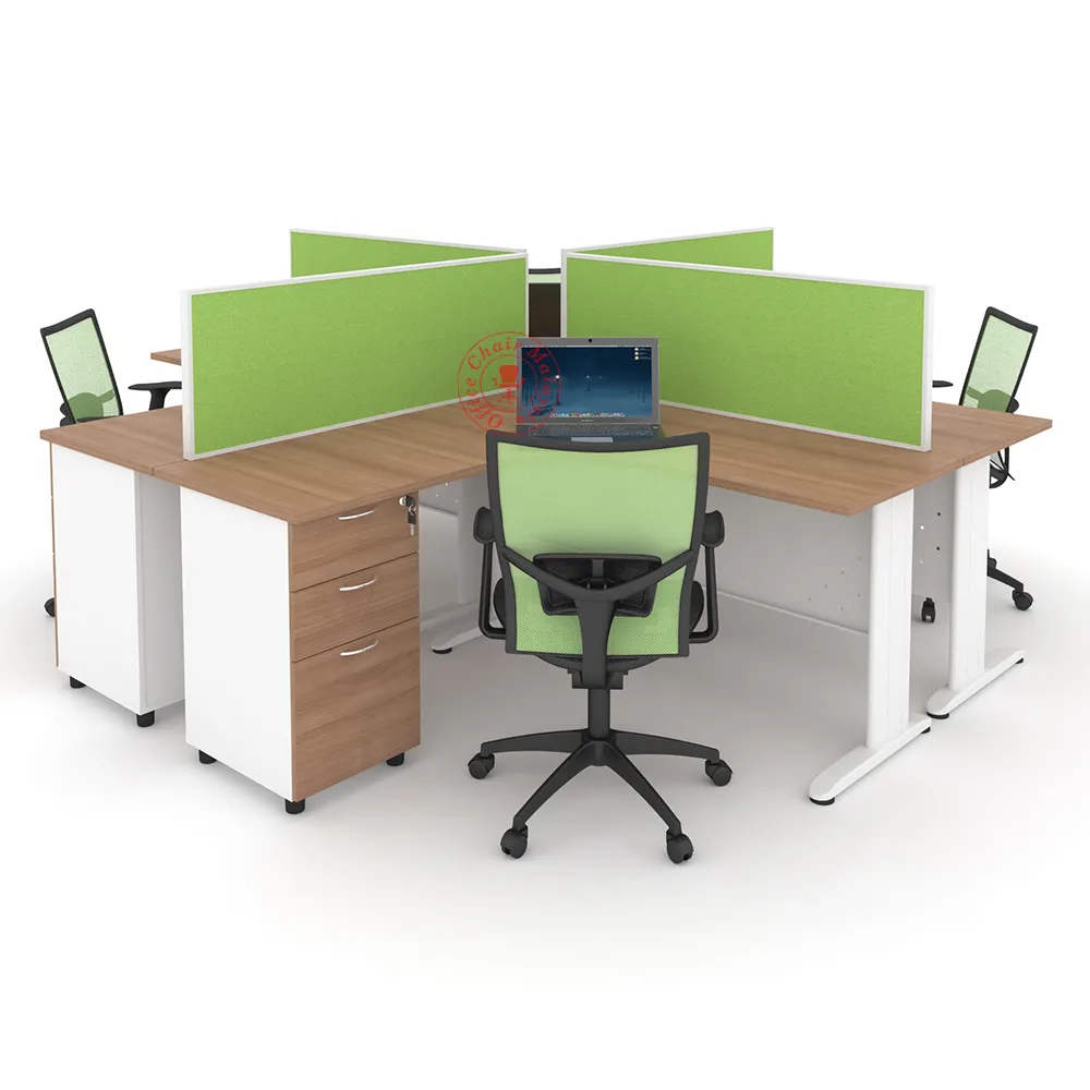 MJ L Shape Workstation Cluster Of 4 Office Table Workstation Meja mj-l-shape-workstation-cluster-of-4-office-table-workstation-meja