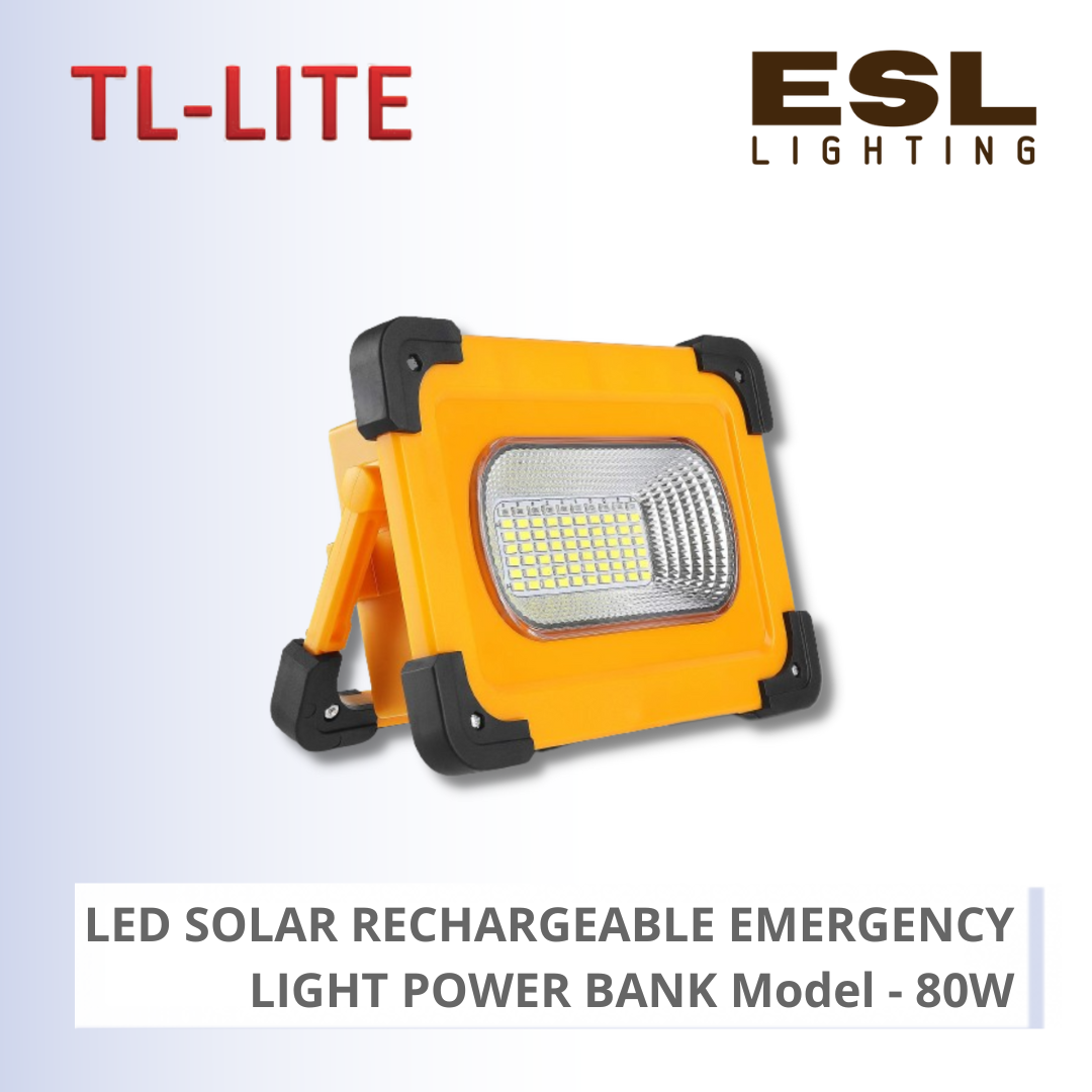 TL-LITE SOLAR LIGHT - LED SOLAR RECHARGEABLE EMERGENCY LIGHT POWER BANK - 80W