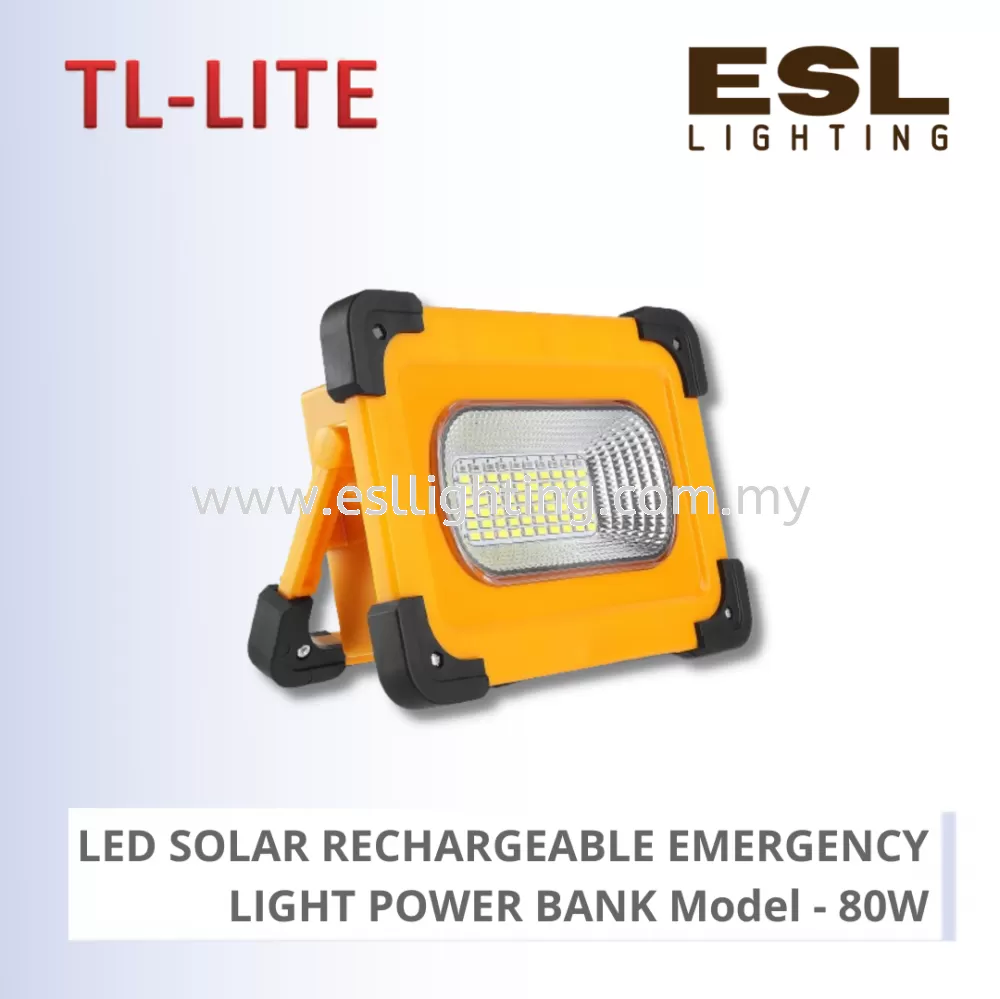 TL-LITE SOLAR LIGHT - LED SOLAR RECHARGEABLE EMERGENCY LIGHT POWER BANK - 80W