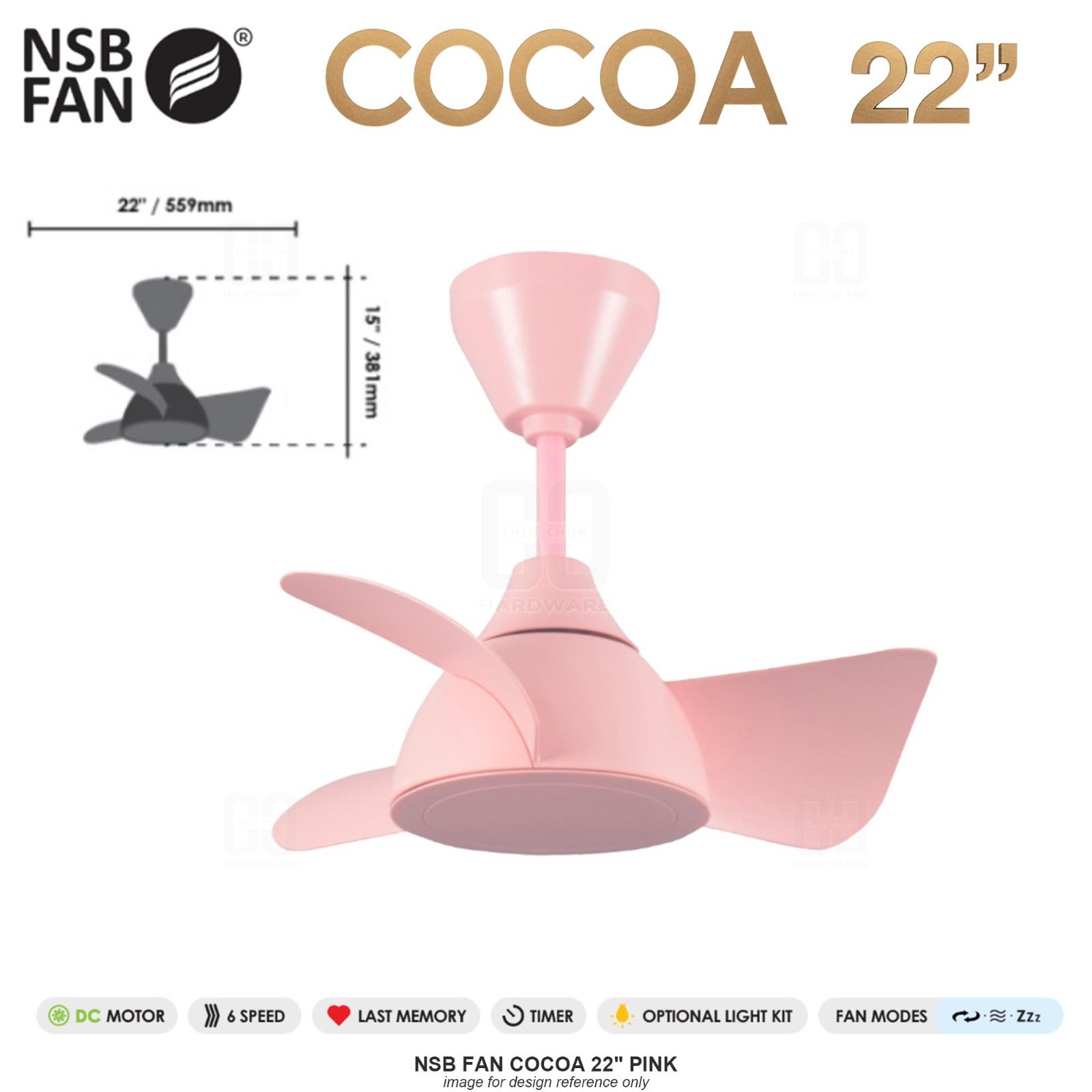 NSB FAN COCOA 22" PINK