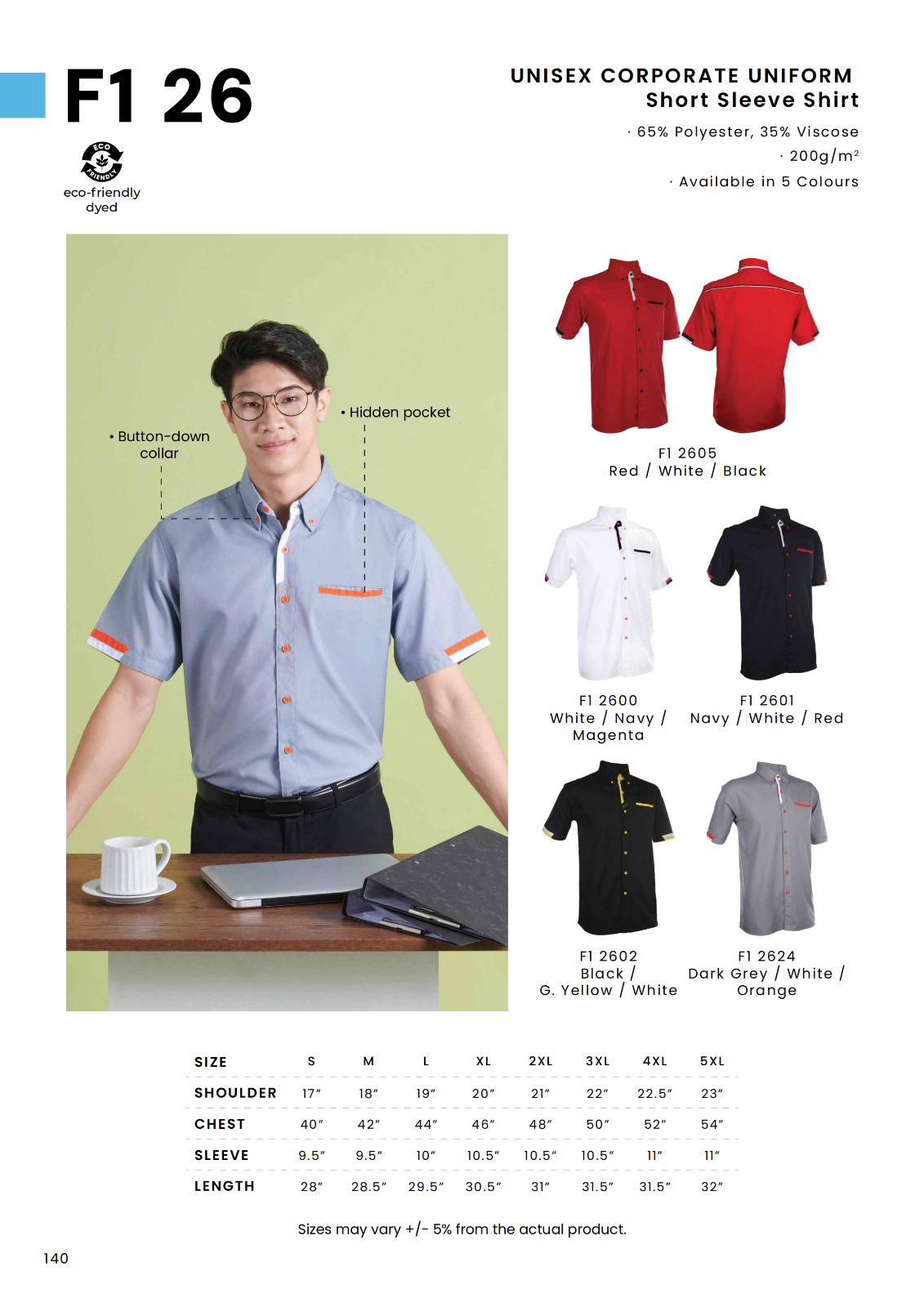F1 26 Unisex Corporate Uniform Short Sleeve Shirt | Premium Executive Office Uniform with Hidden Pocket