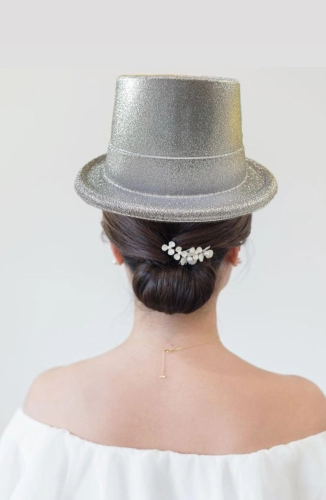 Plastic Top Hat Glitter - Silver (HAT-T1-SI)