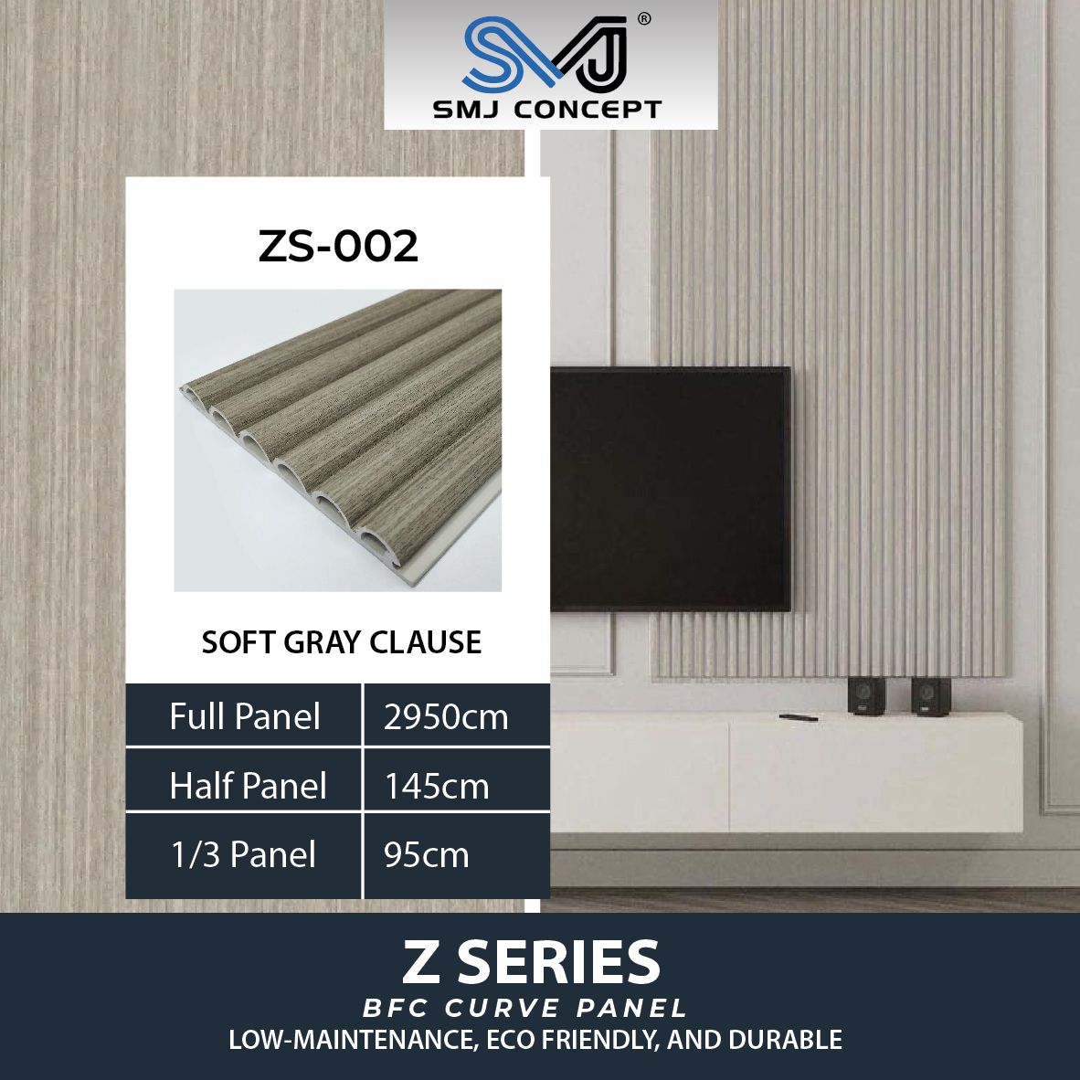 Interlock Fluted Panel Z Series | Soft Gray Clause | ZS002
