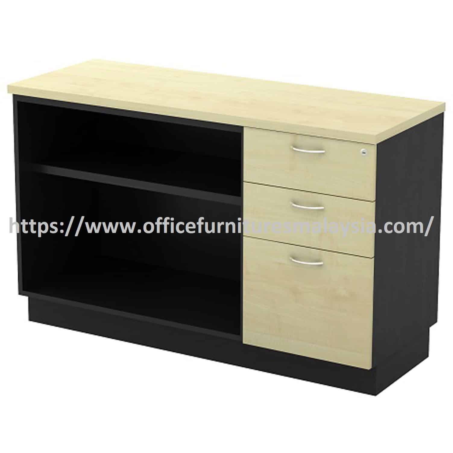4 ft Fresh Open Shelf Low Cabinet with Fixed 2D1F Drawer Pedestal OFTYOP7123