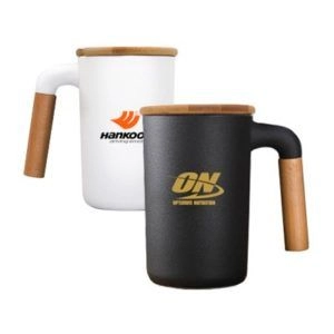 ESIGNER Ceramic Mug with Wooden Handle - 450ml