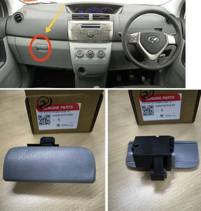 Original Perodua Alza (2009 – 2021) Glove Box Lock Latch - Light Grey Trim (55460-BZ010-B2)