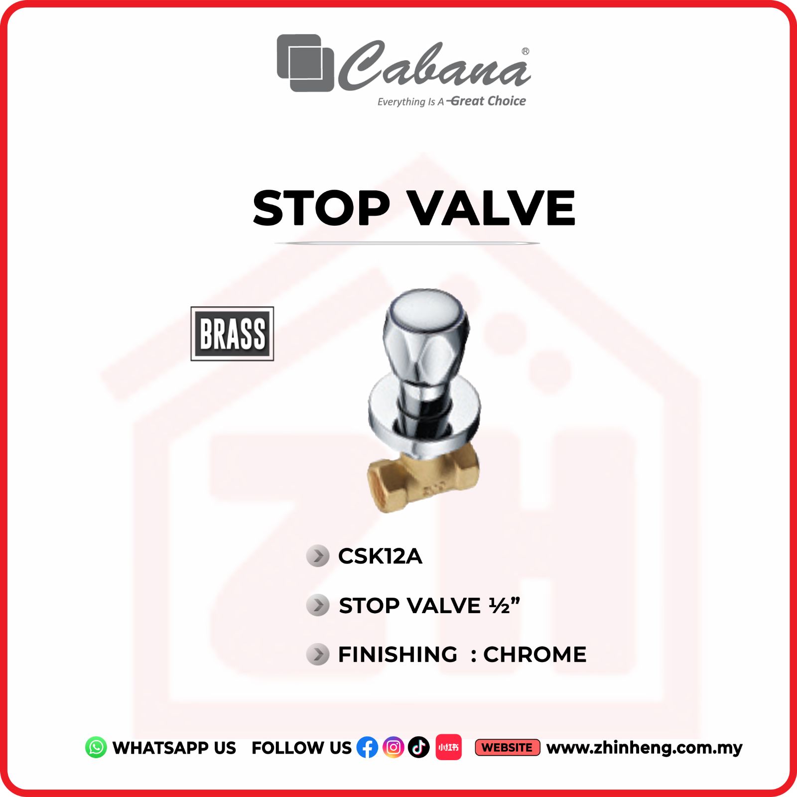 CABANA Stop Valve 1/2"  CSK12A