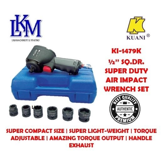 KUANI KI-1479K 1/2" SQ. DR. SUPER DUTY AIR IMPACT WRENCH SET