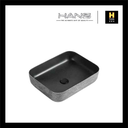 Hans Above Counter Art Basin (Dark Grey & Inner Black) WB5040DG - H Trends Kitchen & Bath Sdn Bhd