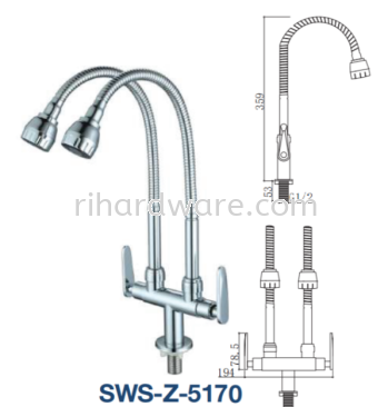 SANIWARE SWS-Z 5170 SILVER KITCHEN PILLAR SINK TAP