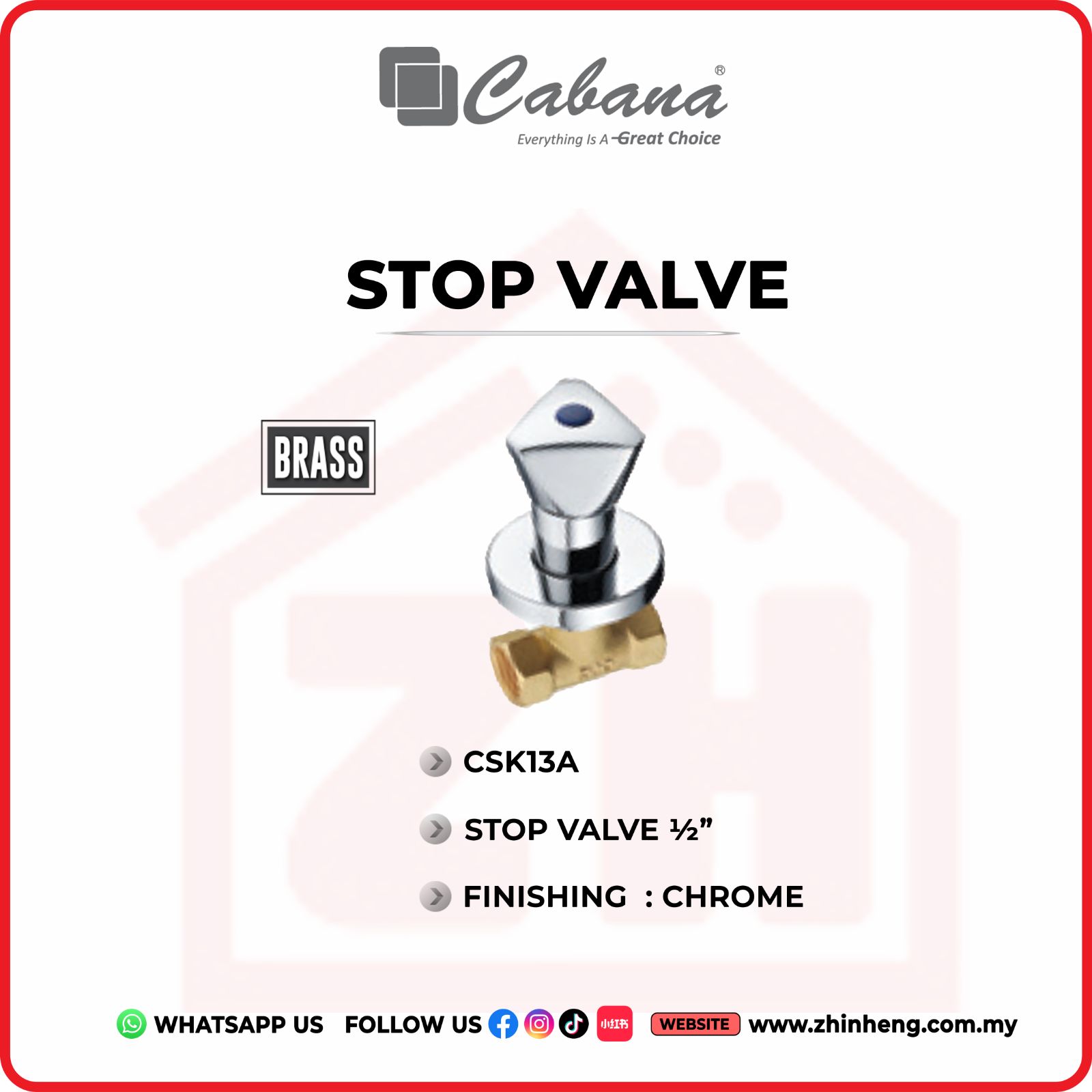 CABANA Stop Valve 1/2"  CSK13A