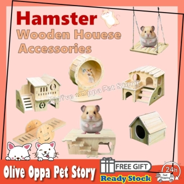 Hamster Wood House platform hamster ladder hamster cage DIY toy Hamster Wooden Hideout House / 仓鼠木屋躲避屋