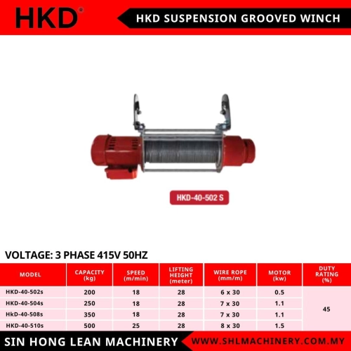 HKD SUSPENSION GROOVED WINCH