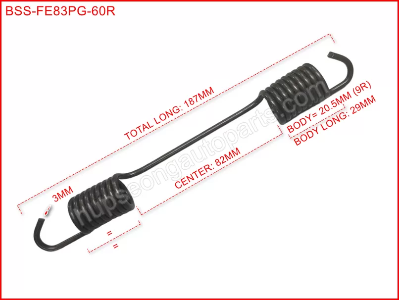 MITSUBISHI FE83PG REAR BRAKE SHOE SPRING #60=DOUBLETL186MM  (BSS-FE83PG-60R)