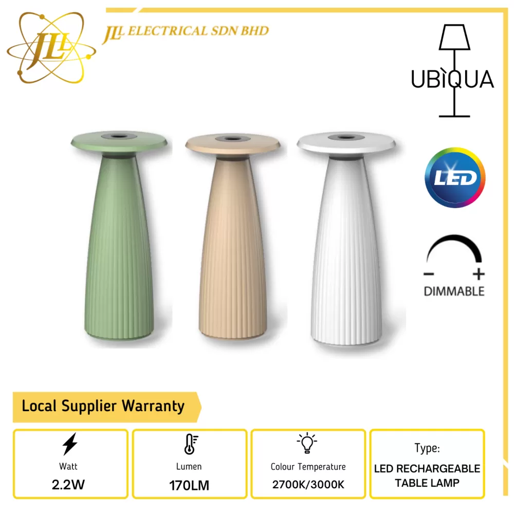 UBIQUA FLORA 2.2W 3.7V IP54 DIMMABLE LED RECHARGEABLE TABLE LAMP [2700K/3000K]