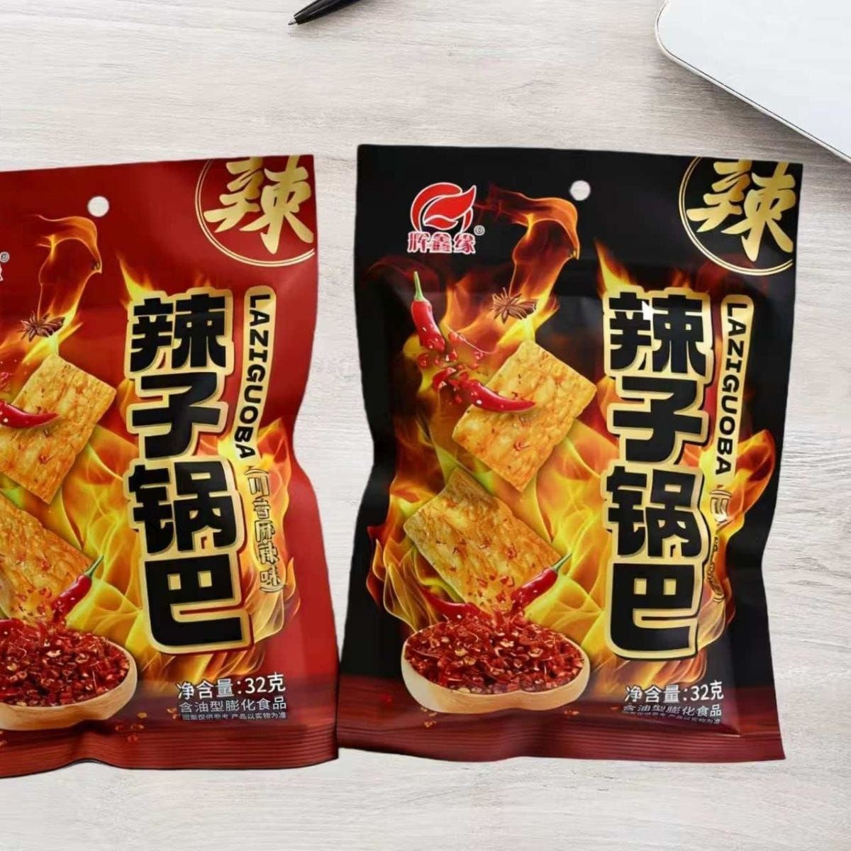 辉鑫源 辣子锅巴 HXY SPICY GUOBA 32G[20PKT/BAG][10BAG/CTN]
