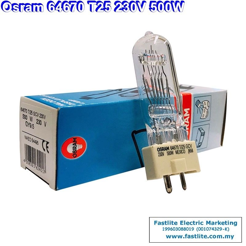 Osram 64670 T25 GCV 230v 500w GY9.5 Projector bulb