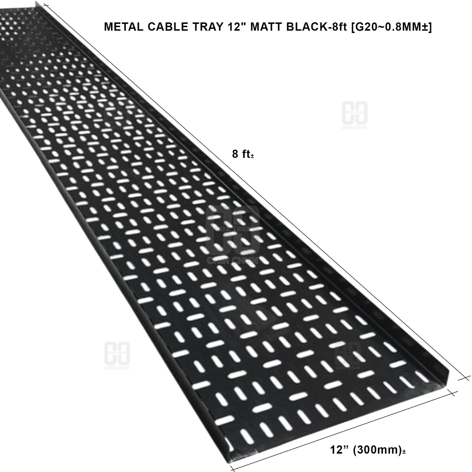 METAL CABLE TRAY 12" MATT BLACK 8ft G20 0.8MM卤