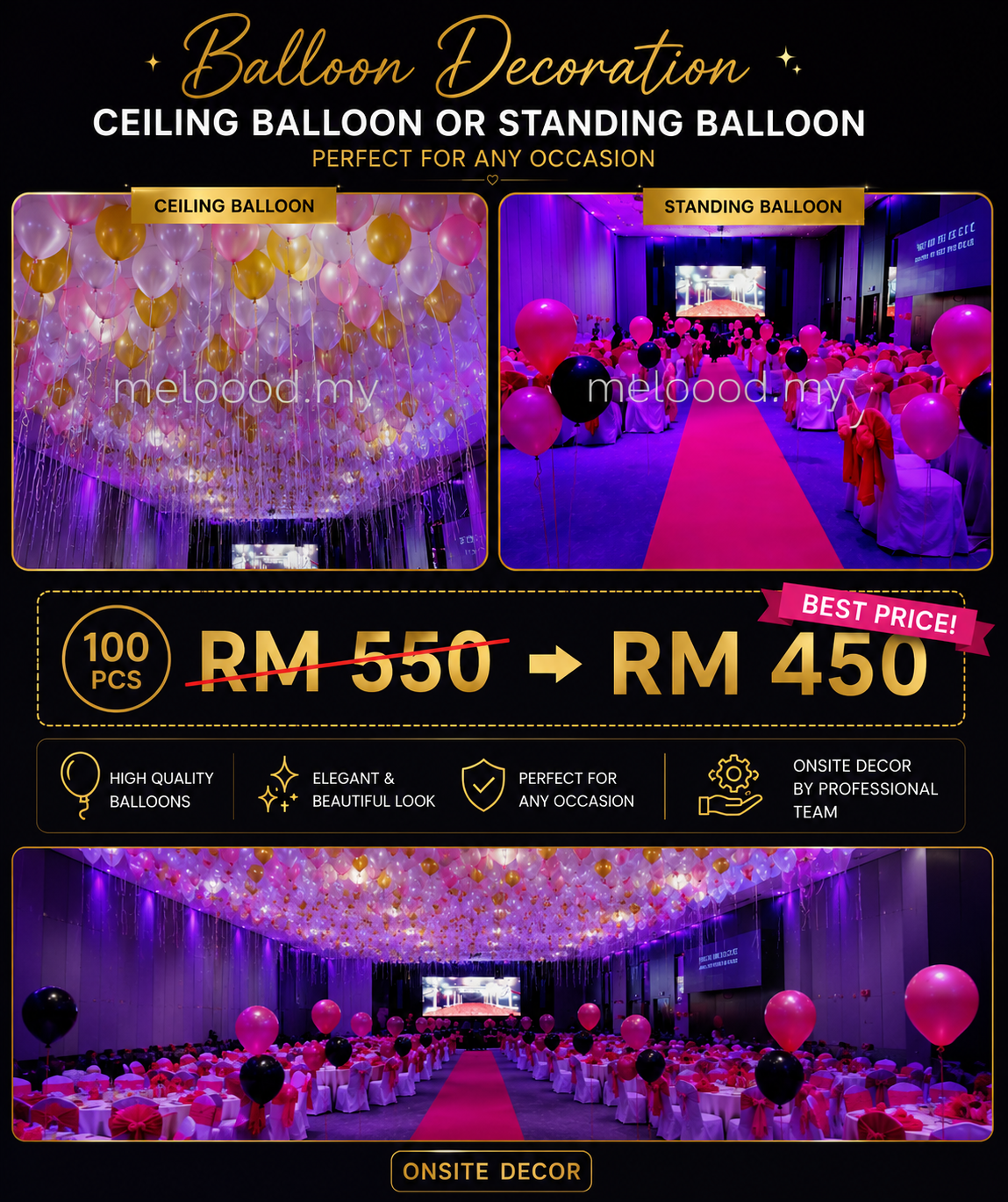 100pcs Ceiling Balloon & Standing Balloon