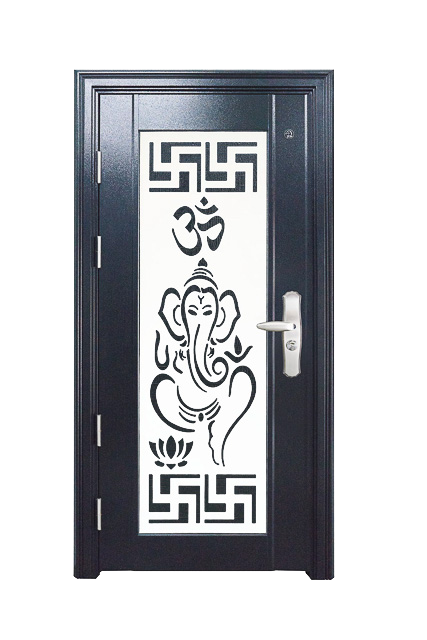 JEB Single Leaf Mild Steel Laser Cut Security Door with Indian Art