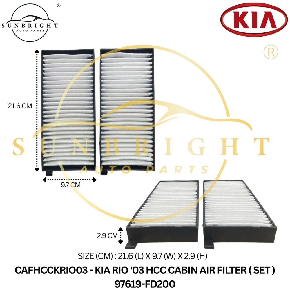 CAFHCCKRIO03 - KIA RIO '03 HCC CABIN AIR FILTER ( SET ) 97619-FD200