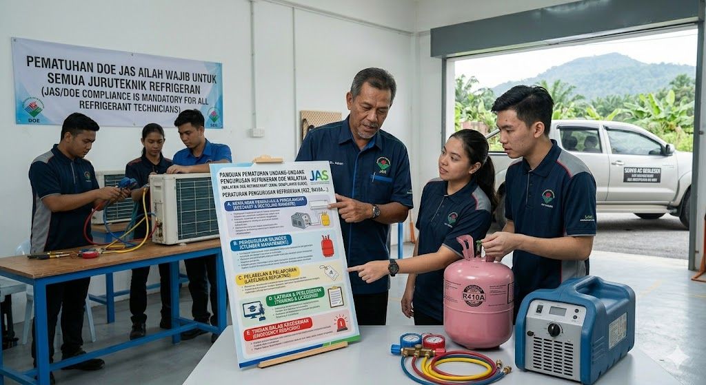 HVAC refrigerant legal requirements Malaysia DOE