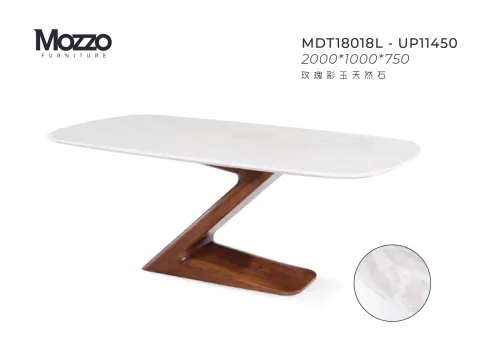 Mozzo MDT18018L-UP11450 White Marble Stone Dining Table 