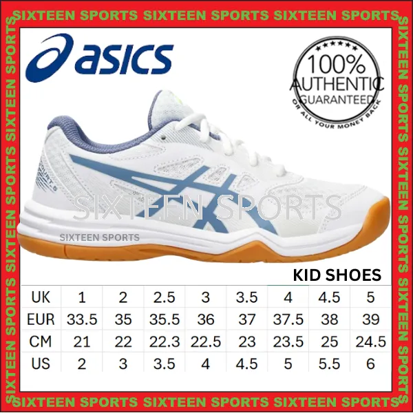 Asics UPCOURT 5 GS Badminton Kids Shoes (White / Denim Blue)