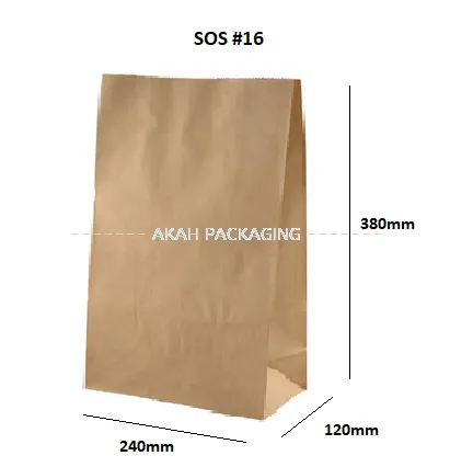 #16 SOS Kraft Paper Bag / Block Bottom Paper Bag / Non-oil Proof