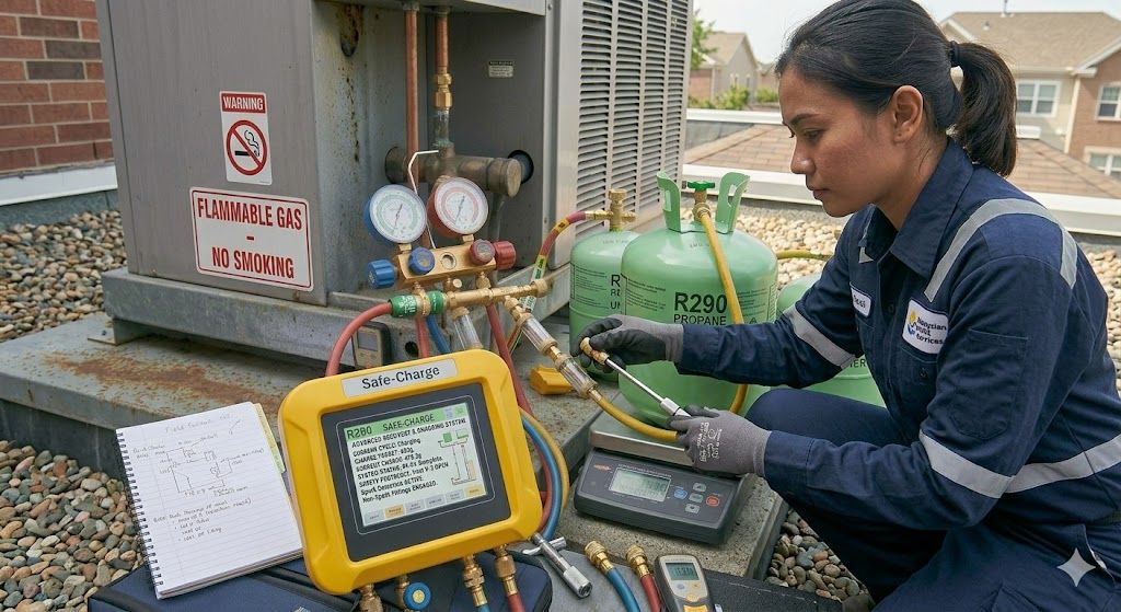 R290 safe charging equipment for technicians