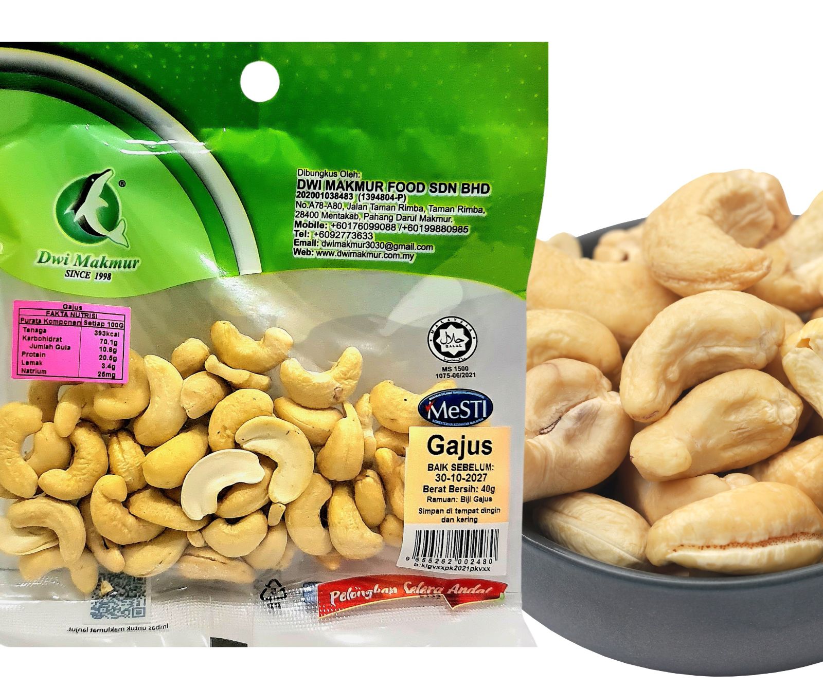 Cashew Nuts (OPP) 40 Grams RM5.50 X 6 Units C.Dwi Makmur