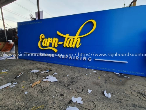 EARN-TAH OUTDOOR 3D LED BOX UP FRONTLIT LETTERING SIGNAGE SIGNBOARD AT KUALA BERANG TOWN, JENAGUR, KUALA TELEMUNG HULU TERENGGANU MALAYSIA