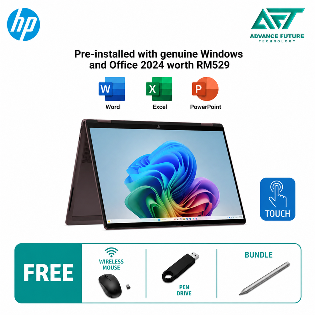 HP OmniBook X Flip 14-kc0060AU 14'' 2K AI Touch 2-In-1 Laptop Deep Espresso ( AMD Ryzen AI 5 430 ,16GB, 512GB SSD, ATI, W11, H&S 2024&M365 )