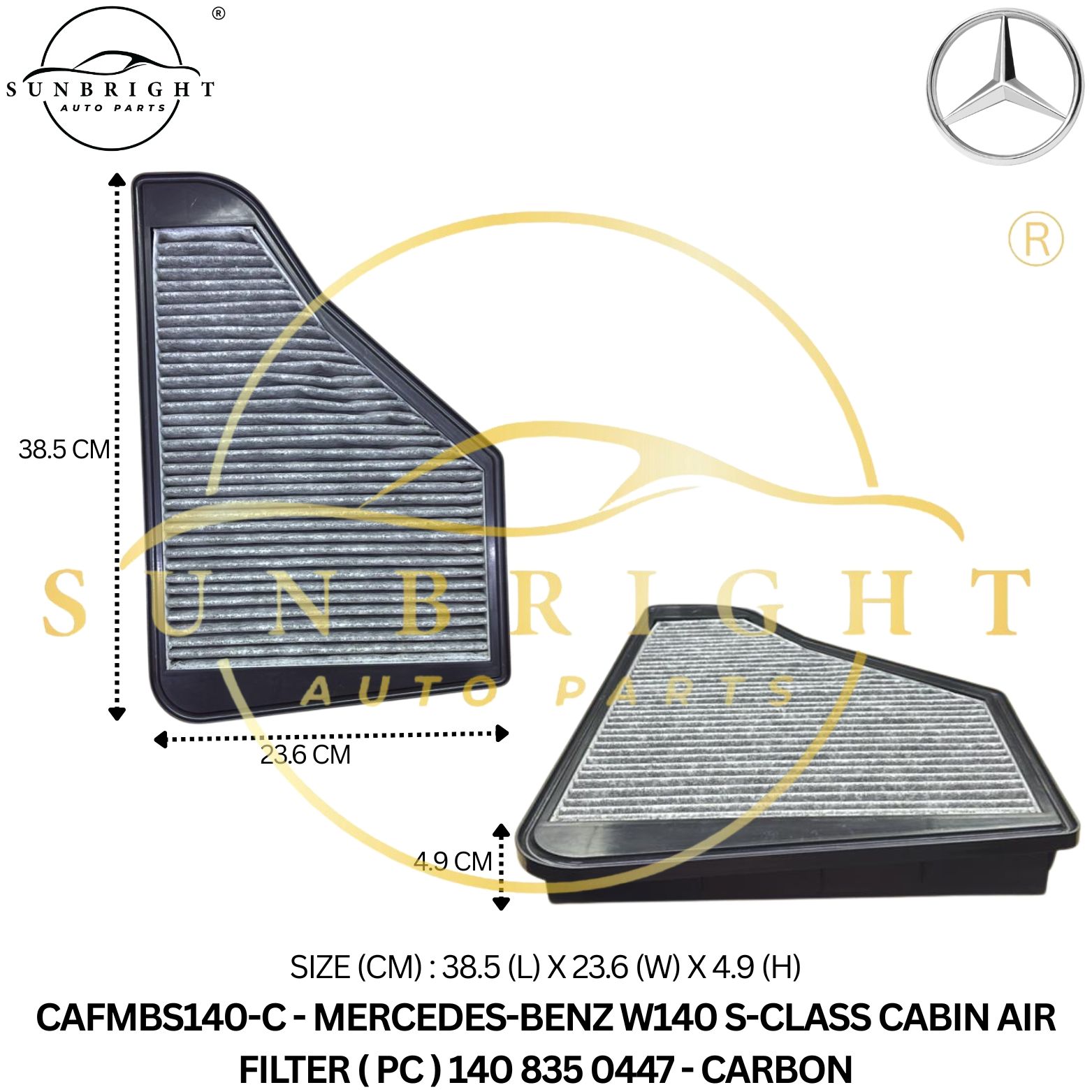 CAFMBS140-C - MERCEDES-BENZ W140 S-CLASS CABIN AIR FILTER ( PC ) 140 835 0447 - CARBON