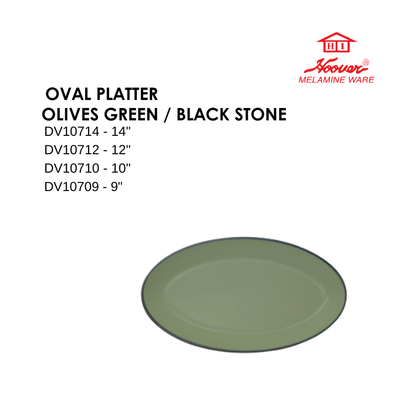 HOOVER MELAMINE WARE OVAL PLATTER OLIVES GREEN / BLACK STONE DV10714 DV10712 DV10710 DV10709