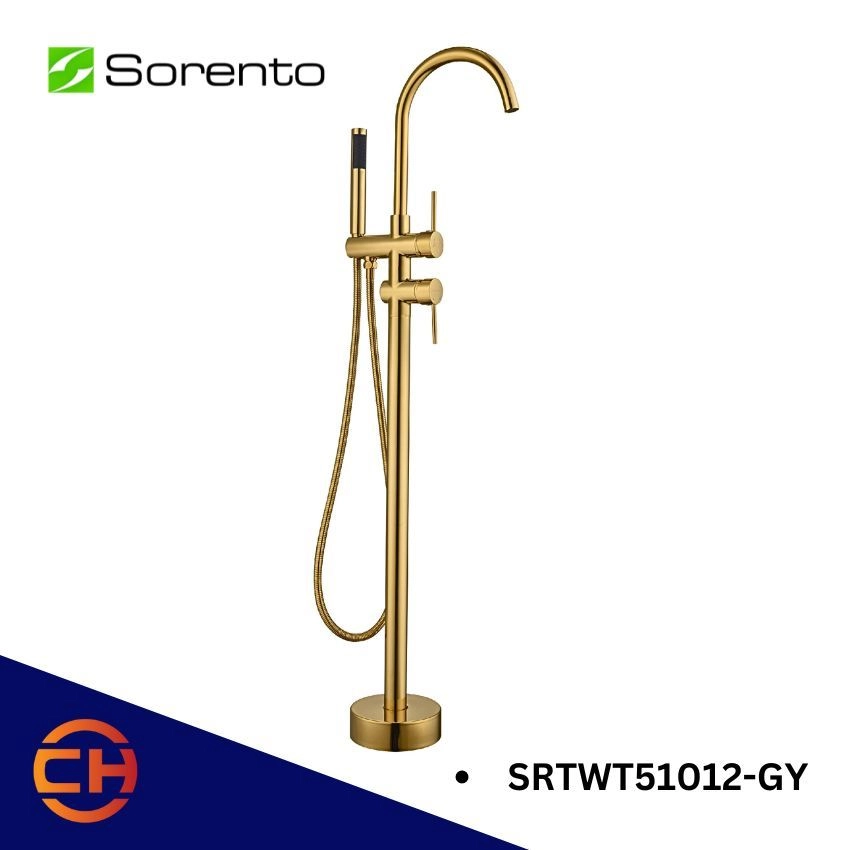 SORENTO BATHROOM  SRTWT51012 / SRTWT51012-BL / SRTWT51012-GY / SRTWT51012-FRG / SRTWT51012-GM BATHTUB FREE STANDING TAP ( Black , Golden Yellow , Full Rose Gold , Gunmetal )