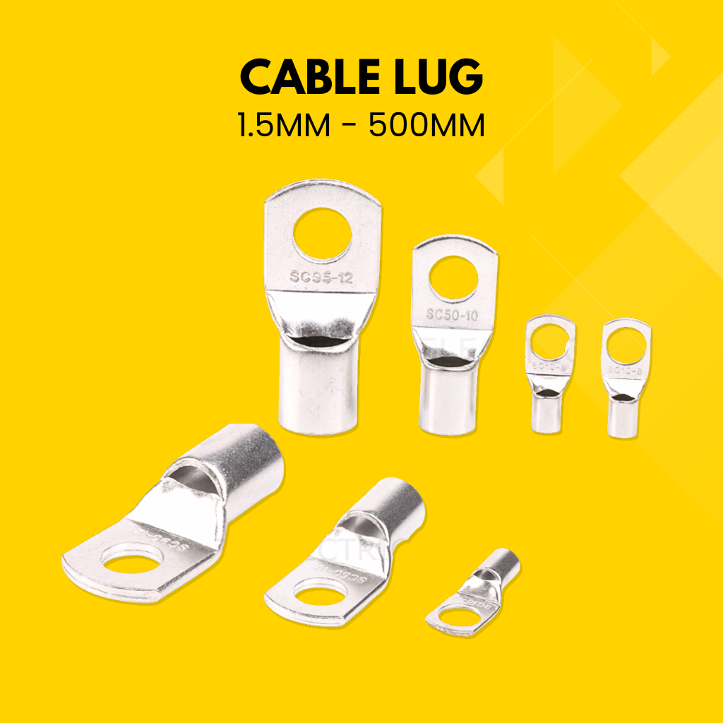 CABLE LUGS 1.5mm / 2.5mm / 4mm / 6mm / 10mm / 16mm / 25mm / 35mm / 50mm RING TERMINALS WIRE CONNECTORS TIN PLATED PURE COPPER 铜鼻子 | 线鼻子